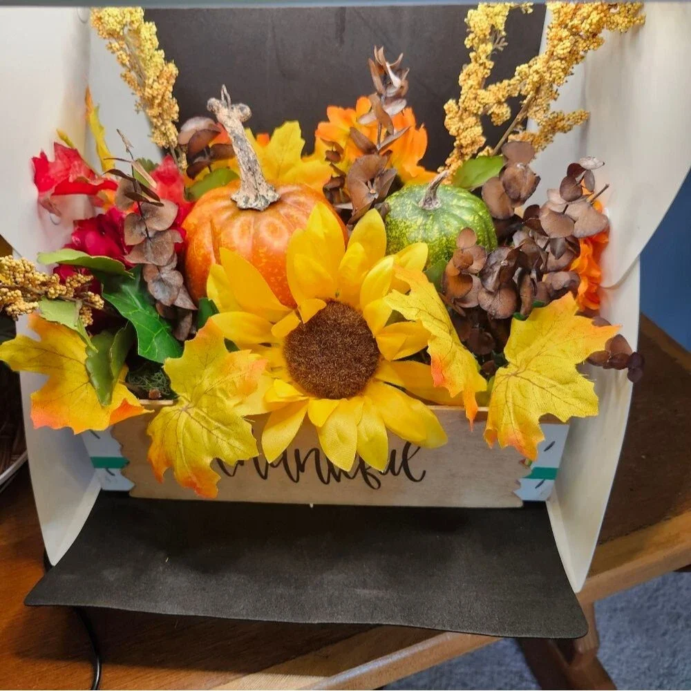 Hand Crafted Floral Centerpiece Fall Artificial Flower Table Arrangement